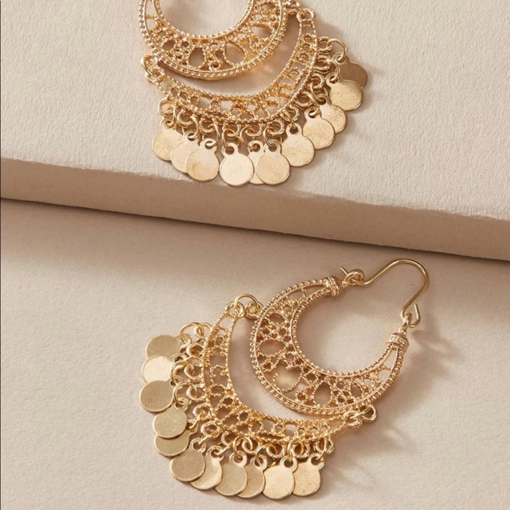 • Clio • Boho Coin Tassel Earrings - Picture 3 of 4